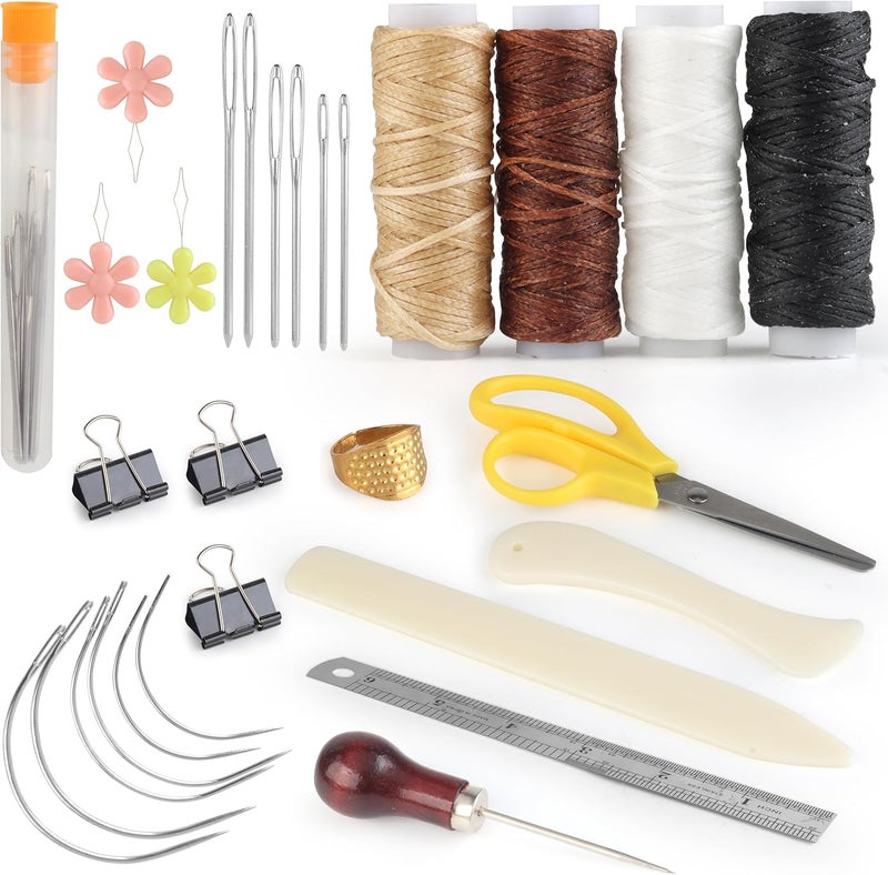 HEJIN Book Binding Materials, Book Binding Tools with Plastic Bone Folder, Waxed Thread, Bookbinding Kits for Beginners, Bookbinding Supplies - Image 1